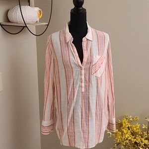 XL Merona pink and white top